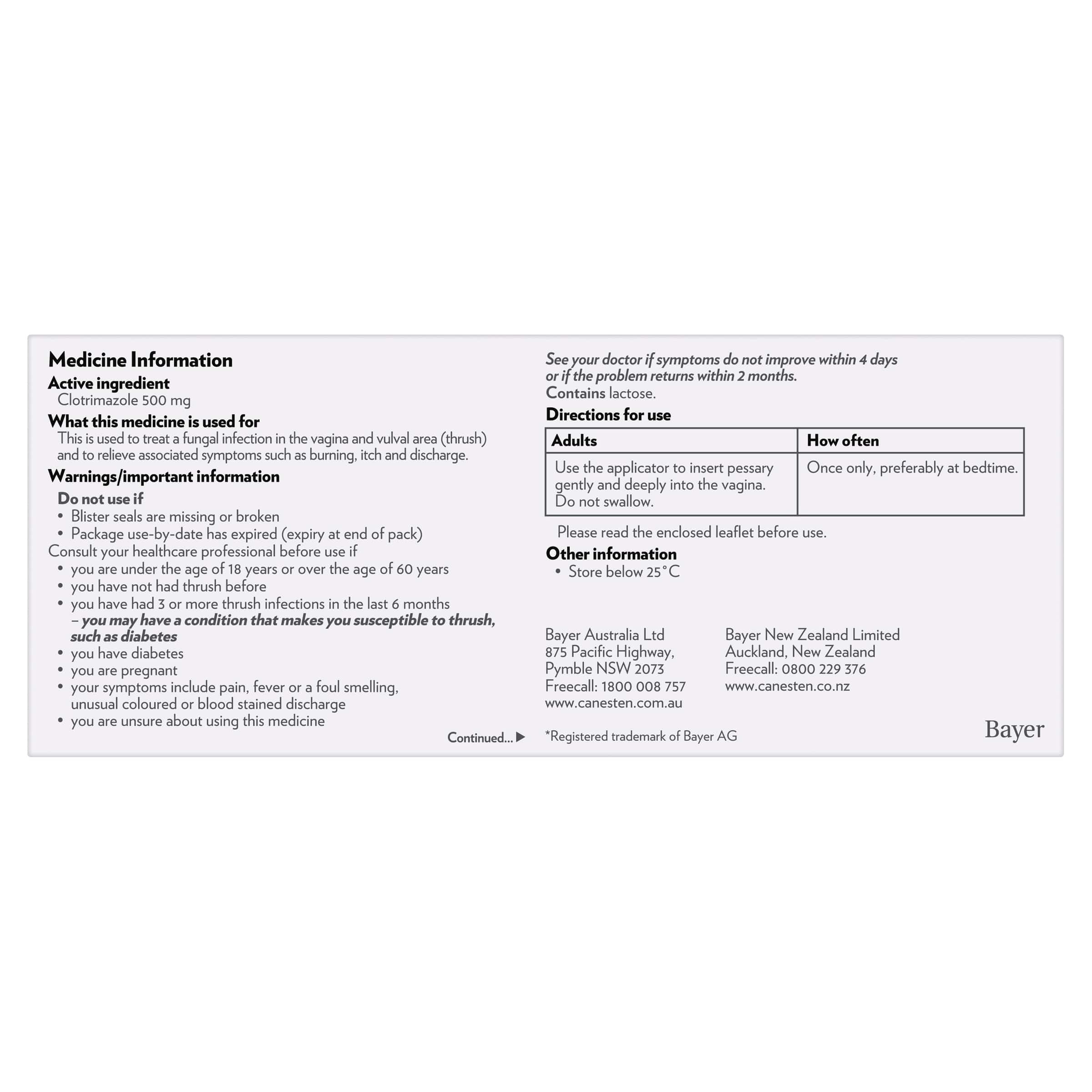 Canesten 1 Day Pessary